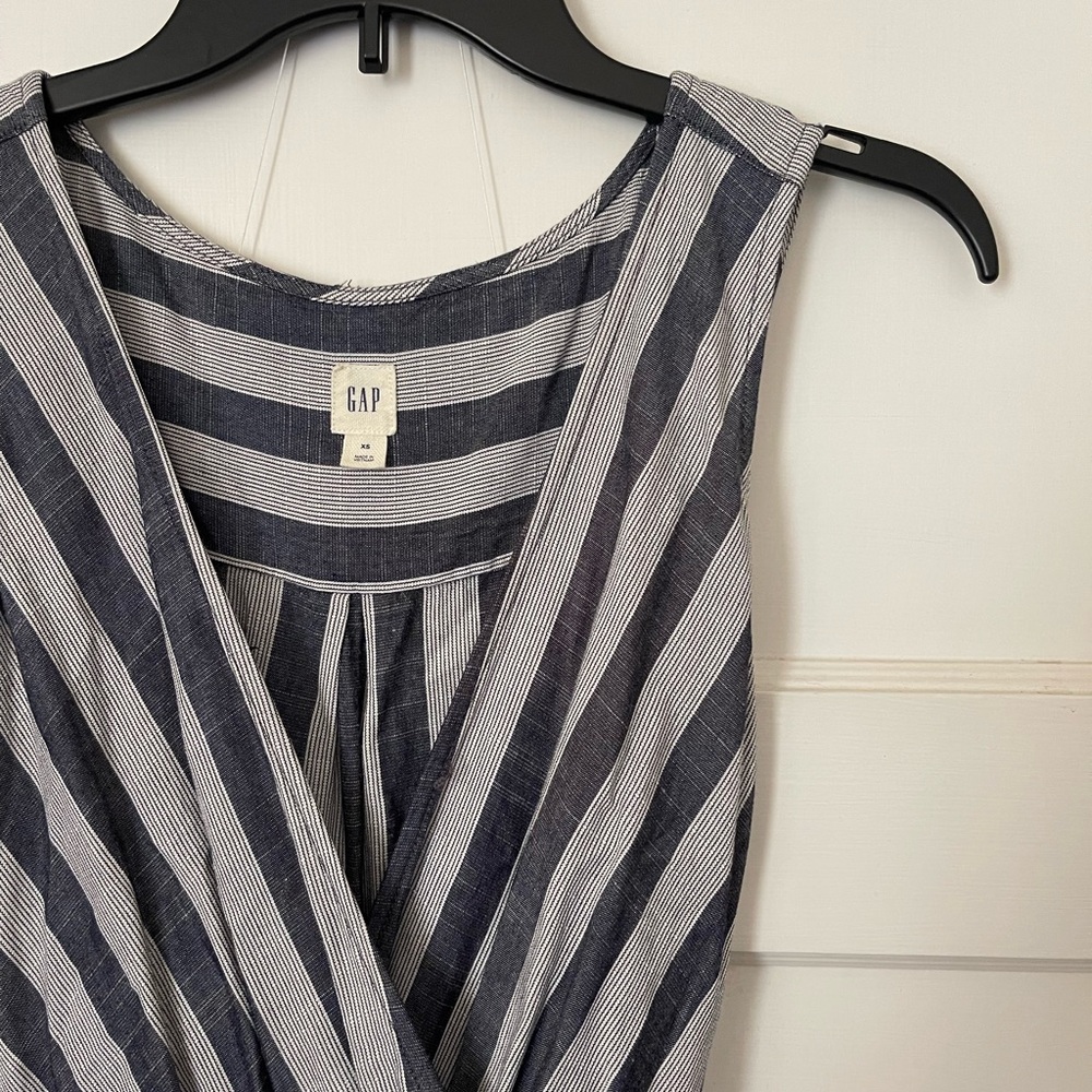 GAP Navy and White Striped V-Neck Romper